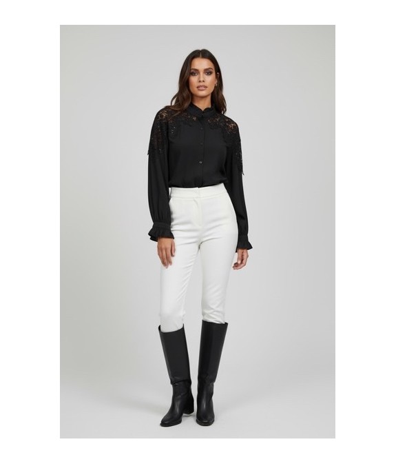 Blouse en dentelle noir élégante – Top féminin chic et raffiné pour toutes occasions