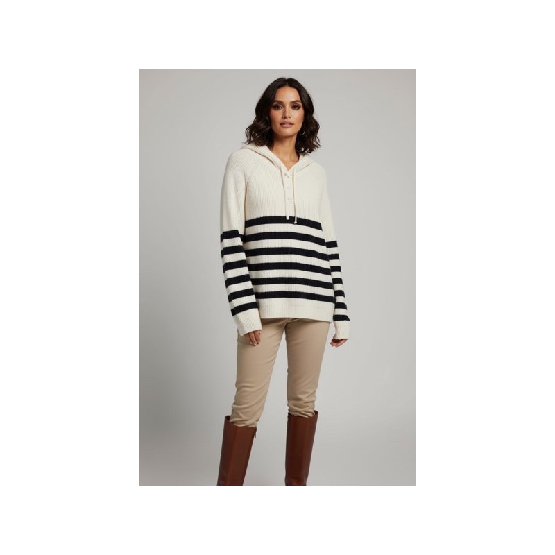 Pull à capuche style sweat rayé