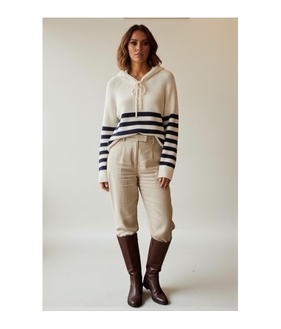 Pull à capuche style sweat rayé