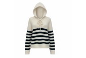 Pull à capuche style sweat rayé
