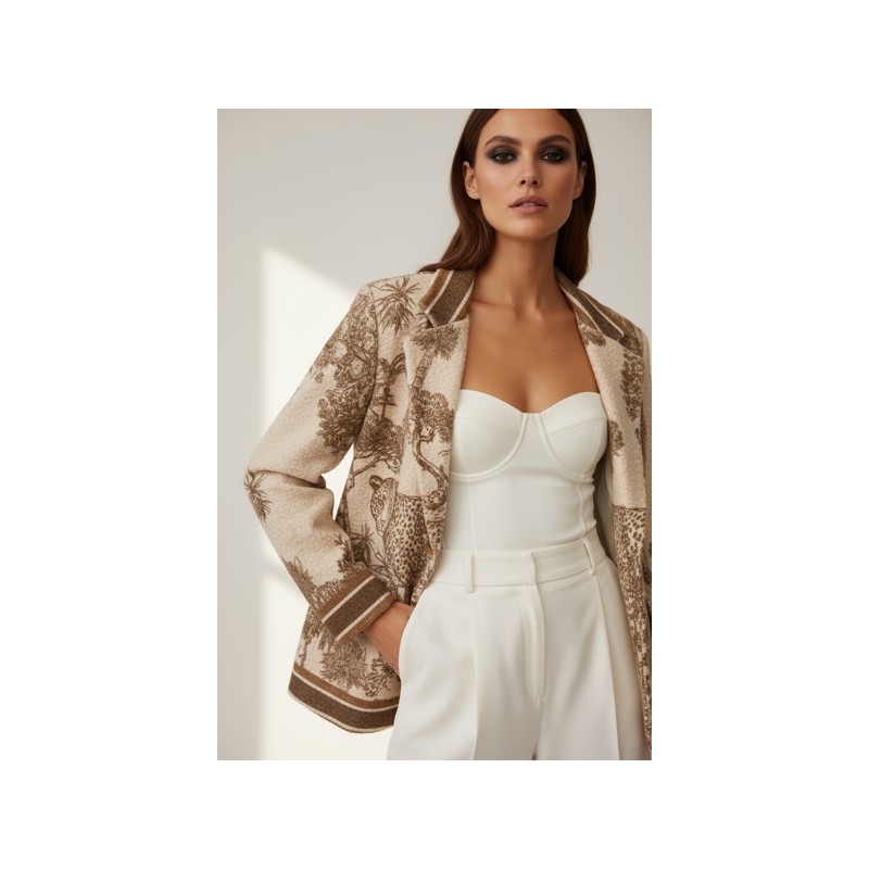Veste femme élégante effet bouclette à imprimé savane– Chic, légère et sophistiquée