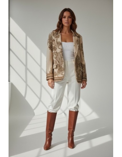 Veste femme élégante effet bouclette à imprimé savane– Chic, légère et sophistiquée