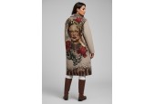 Manteau Long Beige avec Illustration Artistique