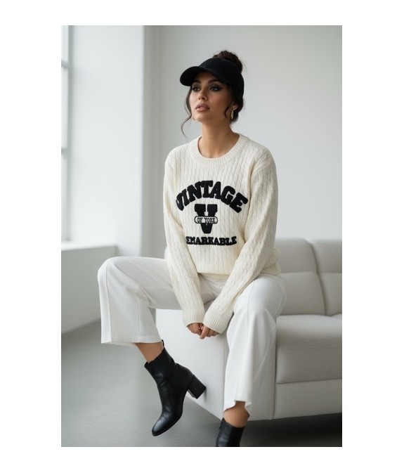 Pull Universitaire Varsity Montana Sports Unisexe – Sweat Oversize Chenille Bleu Marine Molleton Chaud