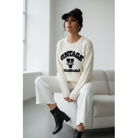 Pull Universitaire Varsity Montana Sports Unisexe – Sweat Oversize Chenille Bleu Marine Molleton Chaud