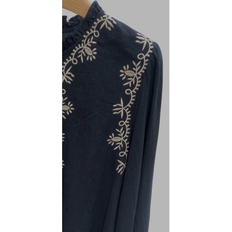 Chemisier Noir Femme Brodé – Élégance Bohème Chic | Nouvelle Collection