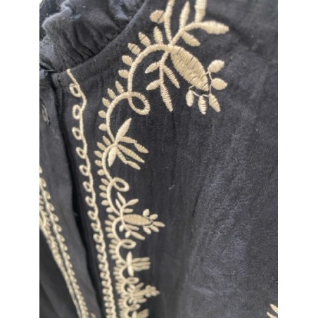 Chemisier Noir Femme Brodé – Élégance Bohème Chic | Nouvelle Collection