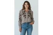 Chemisier Broderies Florales Élégantes