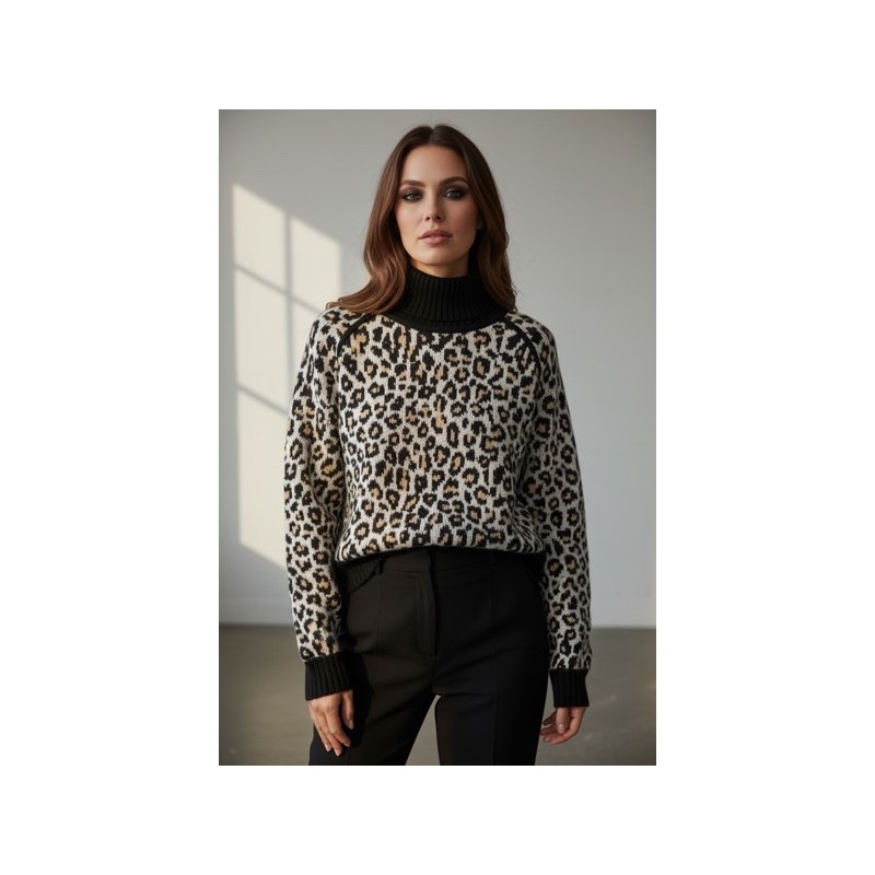Pull imprimé léopard femme
