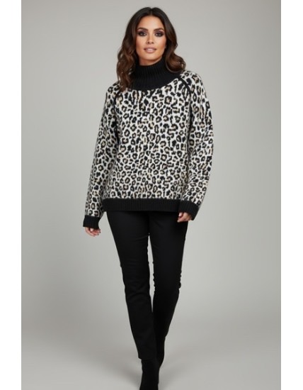 Pull imprimé léopard femme