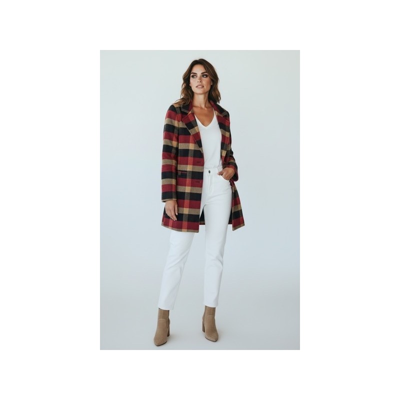 Manteau mi long femme à carreaux – Élégance chic & chaleur automne-hiver