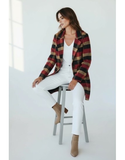Manteau mi long femme à carreaux – Élégance chic & chaleur automne-hiver