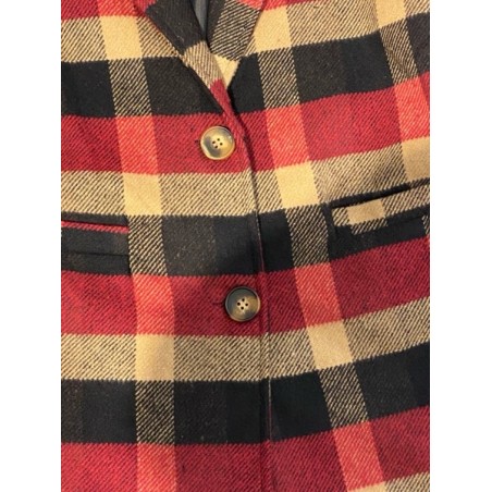 Manteau long à carreaux rouge/noir – Mode femme élégante
