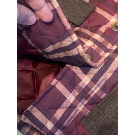 Veste matelassée femme à carreaux bordeaux – Style rétro chic, chaude et doublée