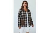 Veste femme à carreaux avec détails en velours côtelé – Style casual chic Veste femme à carreaux avec détails en velours côtelé – Style casual chic