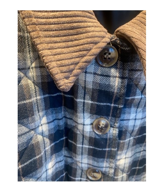 Veste femme à carreaux avec détails en velours côtelé – Style casual chic