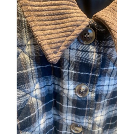 Veste femme à carreaux avec col velours côtelé – Surchemise tendance automne/hiver