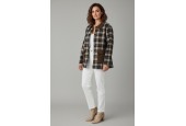 Veste femme à carreaux avec détails en velours côtelé – Style casual chic Veste femme à carreaux avec détails en velours côtelé – Style casual chic
