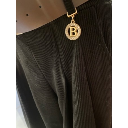 Pantalon Large en Velours Noir pour Femme – Taille Haute, Chic & Élégant