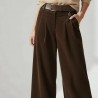 Pantalon large en velours chocolat