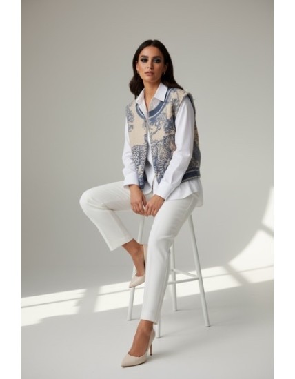 Veste sans manches motif Savane effet bouclette mouton – Gilet safari tendance femme