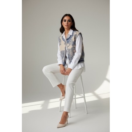 Veste sans manches motif Savane effet bouclette mouton – Gilet safari tendance femme