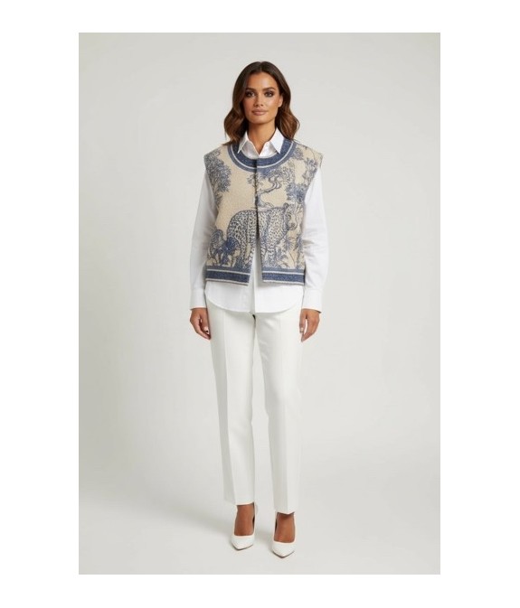 Veste sans manches imprimé savane effet bouclette mouton