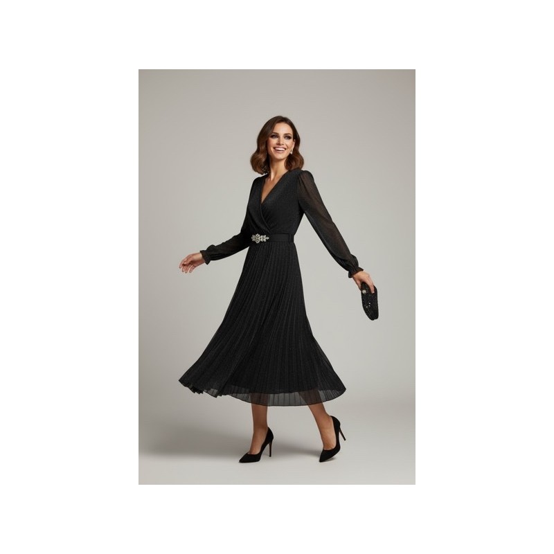 Robe Noire Plissée Pailletée Robe Noire Plissée Pailletée