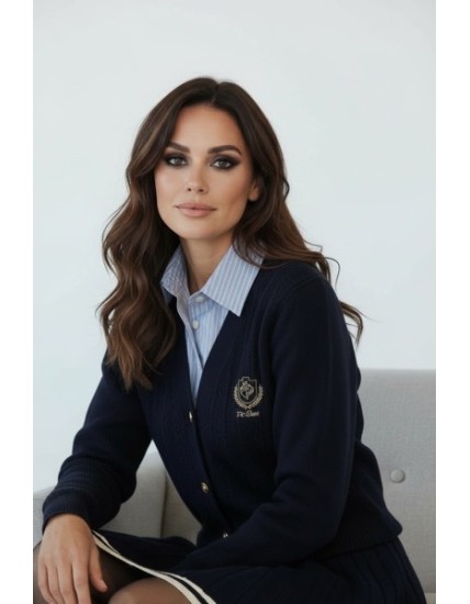 Gilet Preppy pour Femme – Cardigan avec Col Chemise Intégré