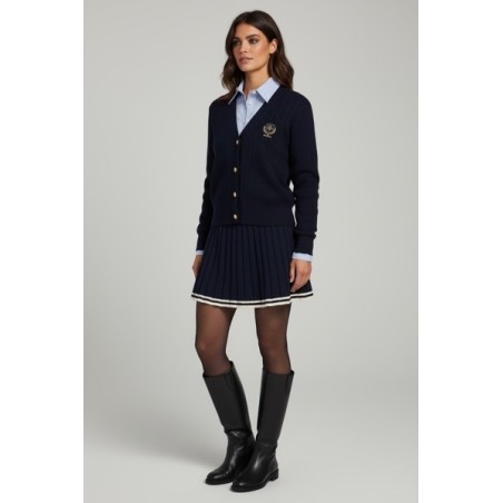 Gilet Preppy pour Femme – Cardigan avec Col Chemise Intégré
