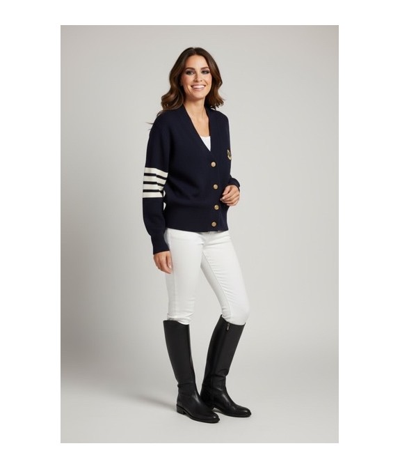 Gilet cardigan marine style chic & sportif