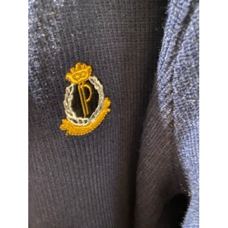 Gilet femme bleu marine – Cardigan chic avec écusson brodé