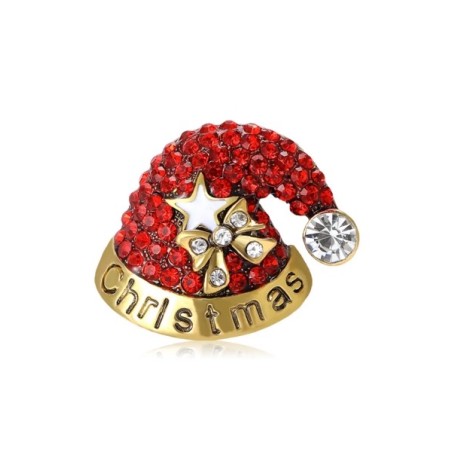 Broche de Noël Père Noël en Strass Rouges – Bijou Festif Élégant et Brillant