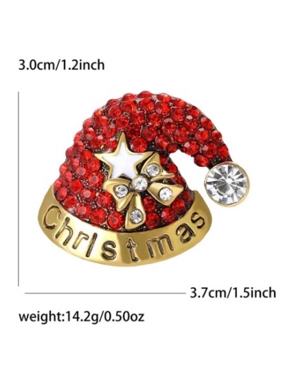 Broche de Noël Père Noël en Strass Rouges – Bijou Festif Élégant et Brillant