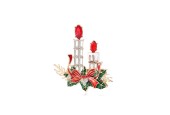 Broche de Noël Chandeliers & Bougies – Élégance Festive Rouge et Or Broche de Noël Chandeliers & Bougies – Élégance Festive Rouge et Or