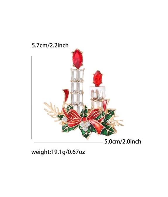 Broche de Noël Chandeliers & Bougies – Élégance Festive Rouge et Or