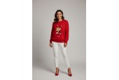 Pull de Noël Femme Rouge – Motif Renne Brodé 3D avec Pompons Pull de Noël Femme Rouge – Motif Renne Brodé 3D avec Pompons